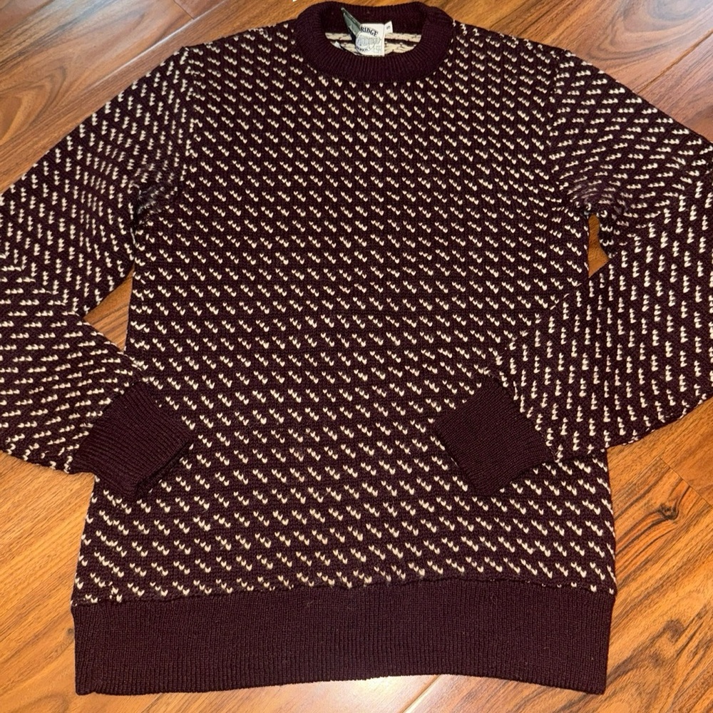 Cambridge Dry Goods Maroon and White Crewneck Sweater